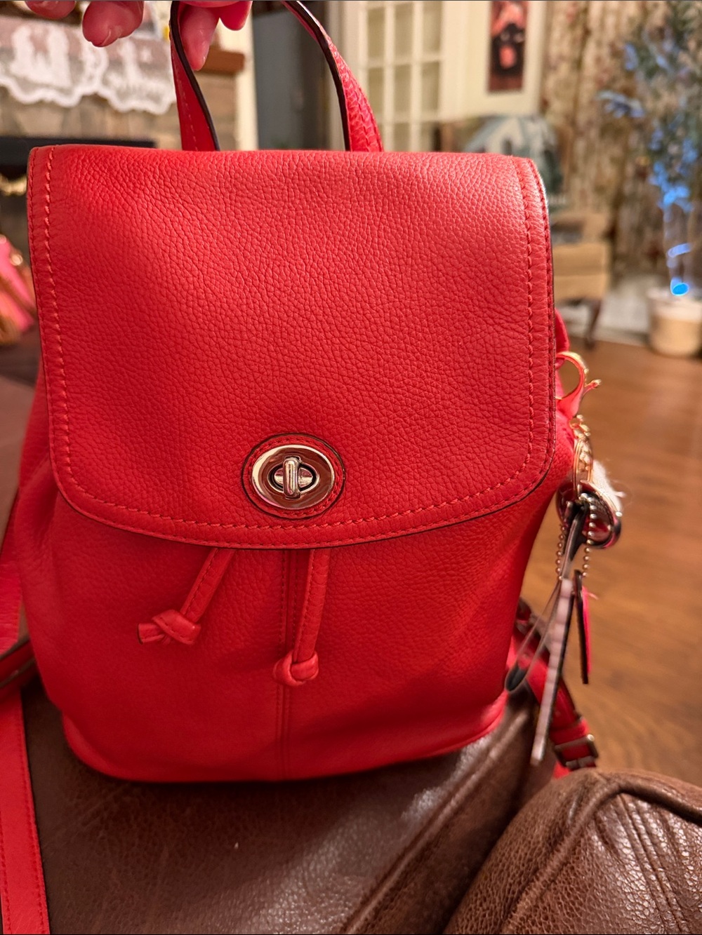 Coach Patk Mini Red Leather Backpack